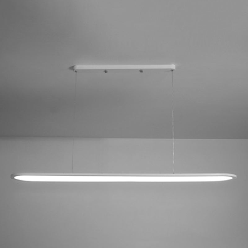Adjustable Length 1 Light Oval island Lights Modern Chandelier Metal Island Lighting in White
