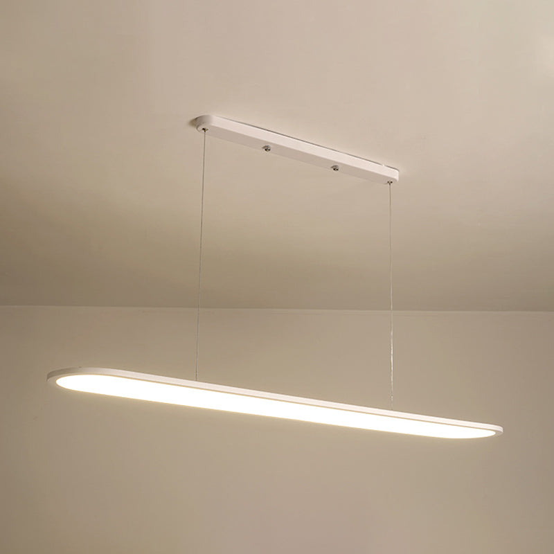 Adjustable Length 1 Light Oval island Lights Modern Chandelier Metal Island Lighting in White