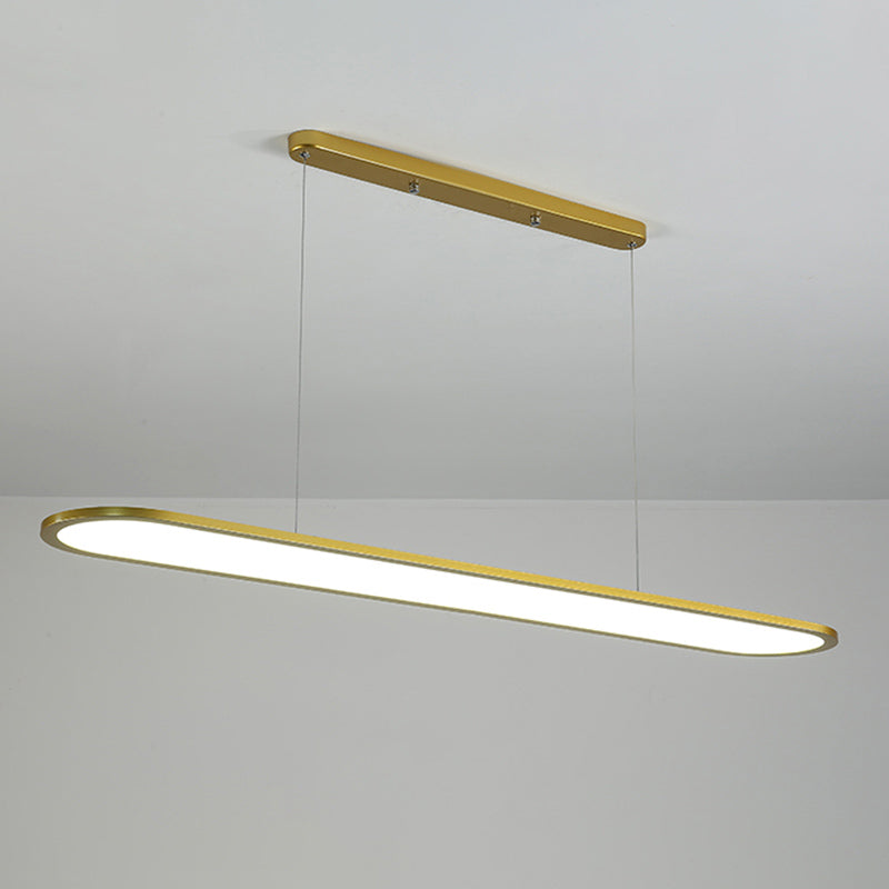 Adjustable Length 1 Light Oval island Lights Modern Chandelier Metal Island Lighting in White
