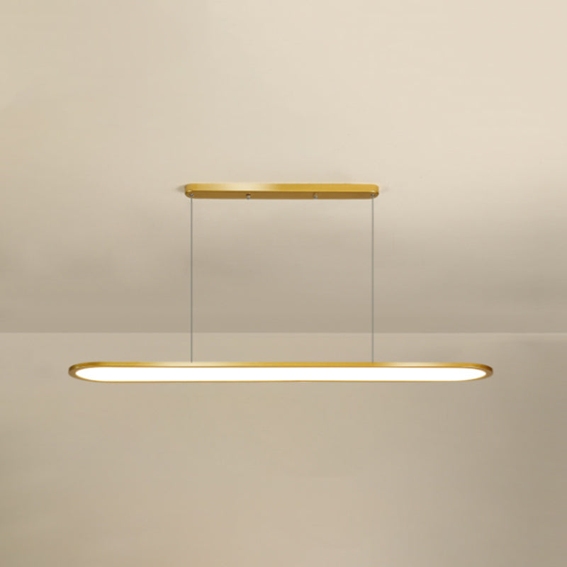 Adjustable Length 1 Light Oval island Lights Modern Chandelier Metal Island Lighting in White