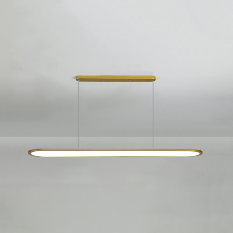 Adjustable Length 1 Light Oval island Lights Modern Chandelier Metal Island Lighting in White