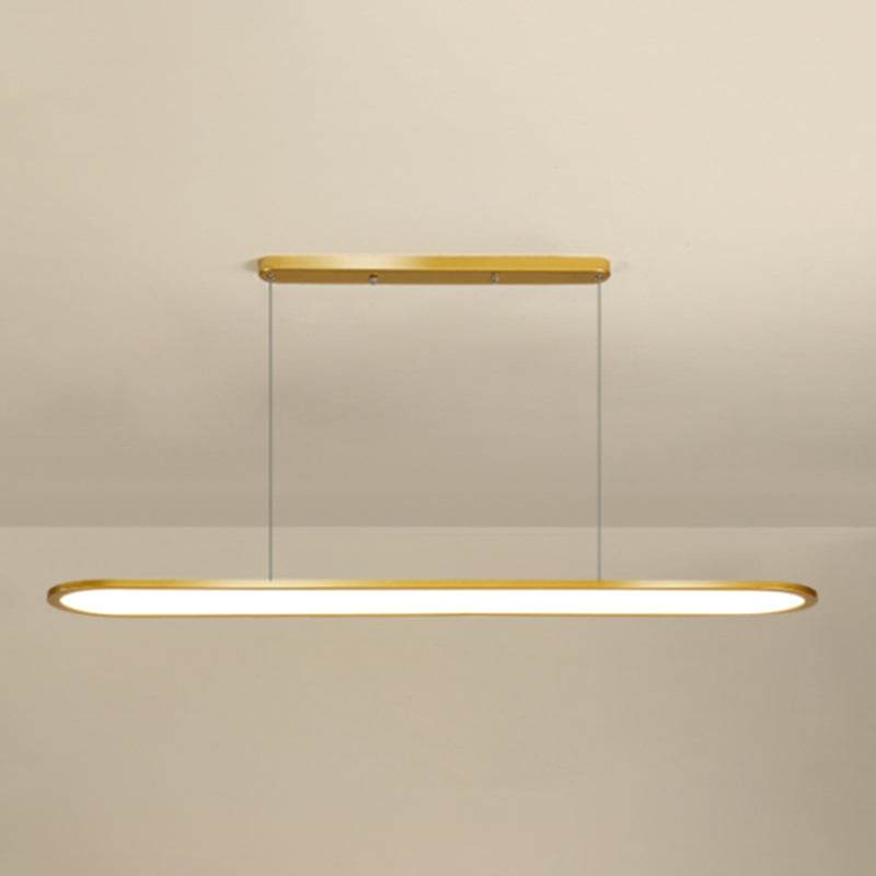Adjustable Length 1 Light Oval island Lights Modern Chandelier Metal Island Lighting in White