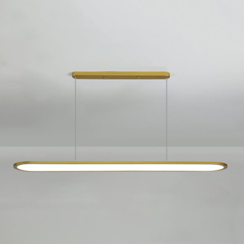 Adjustable Length 1 Light Oval island Lights Modern Chandelier Metal Island Lighting in White