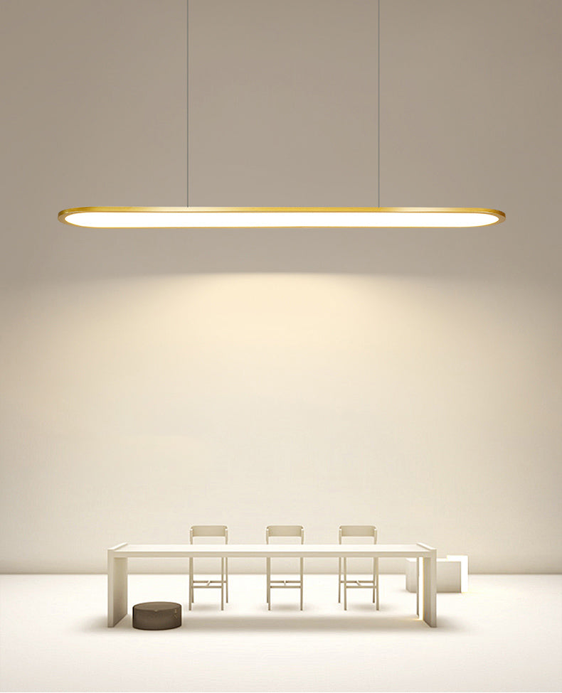 Adjustable Length 1 Light Oval island Lights Modern Chandelier Metal Island Lighting in White