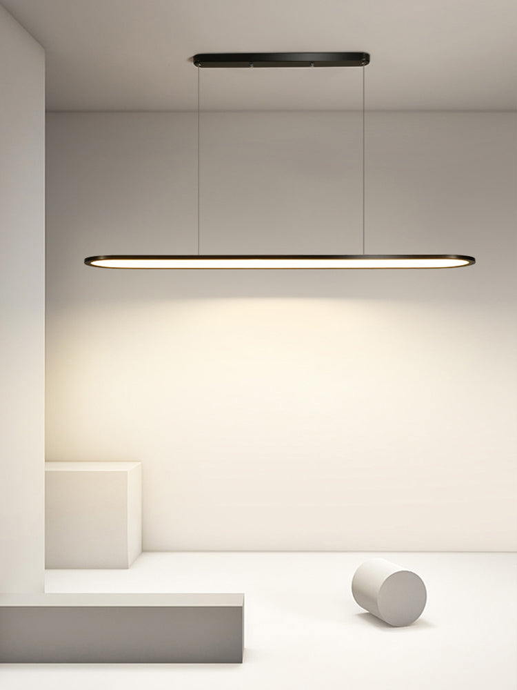 Adjustable Length 1 Light Oval island Lights Modern Chandelier Metal Island Lighting in White