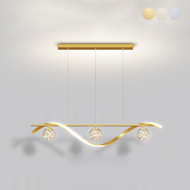 Modern Linear Chandelier Modern Kitchen Island Lighting Metal 4 Light Island Lighting in Gold