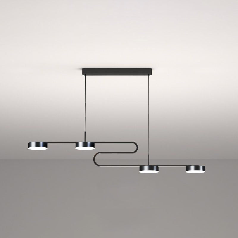 4 lichte lineaire hanglampverlichting Moderne keukeneilandverlichting metalen eiland hanglampen in zwart