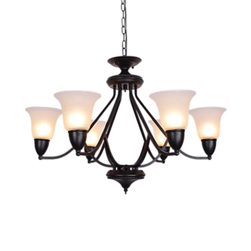 3/5/6 luces Luz colgante Campana clásica lámpara de araña colgante de vidrio esmerilado en bronceado profundo para el comedor