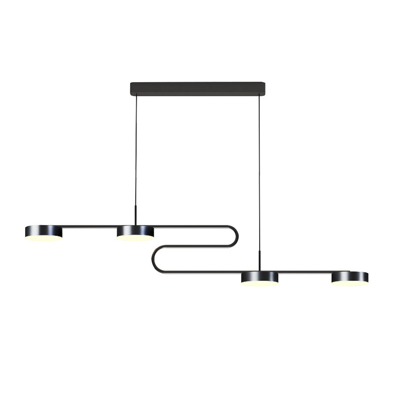 4 lichte lineaire hanglampverlichting Moderne keukeneilandverlichting metalen eiland hanglampen in zwart