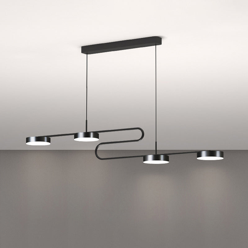 4 lichte lineaire hanglampverlichting Moderne keukeneilandverlichting metalen eiland hanglampen in zwart