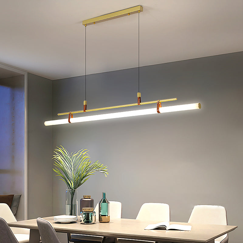 Lineare Metall Island Leuchte moderne Deckenheizlicht für Esszimmer