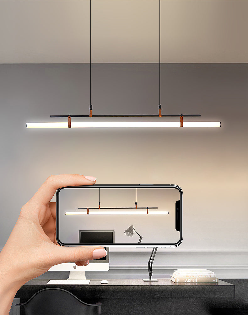 Lineare Metall Island Leuchte moderne Deckenheizlicht für Esszimmer