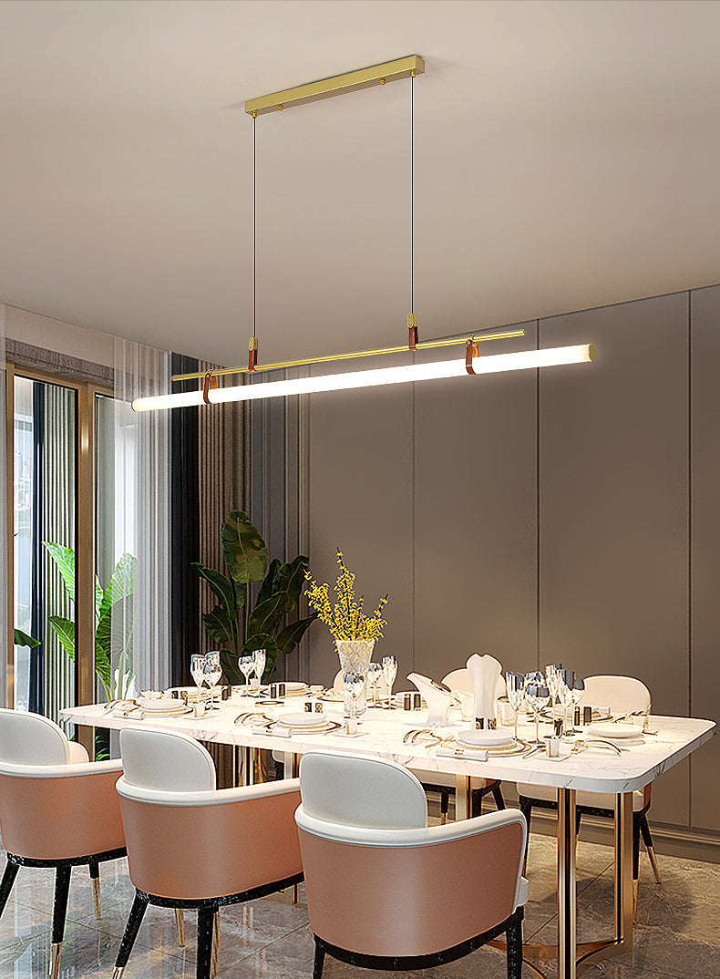 Lineare Metall Island Leuchte moderne Deckenheizlicht für Esszimmer