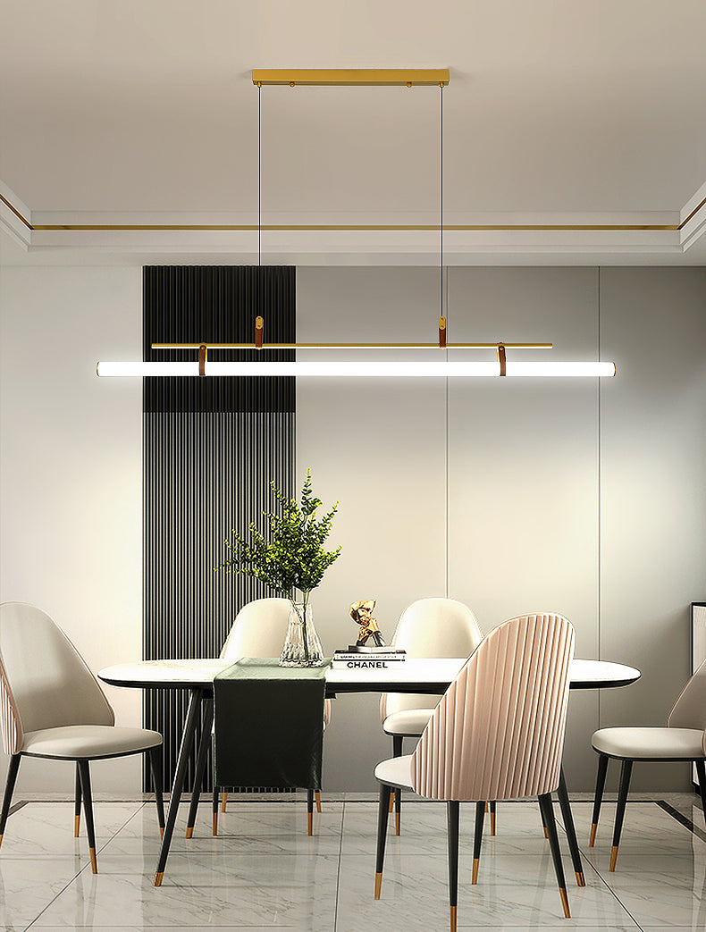 Lineare Metall Island Leuchte moderne Deckenheizlicht für Esszimmer