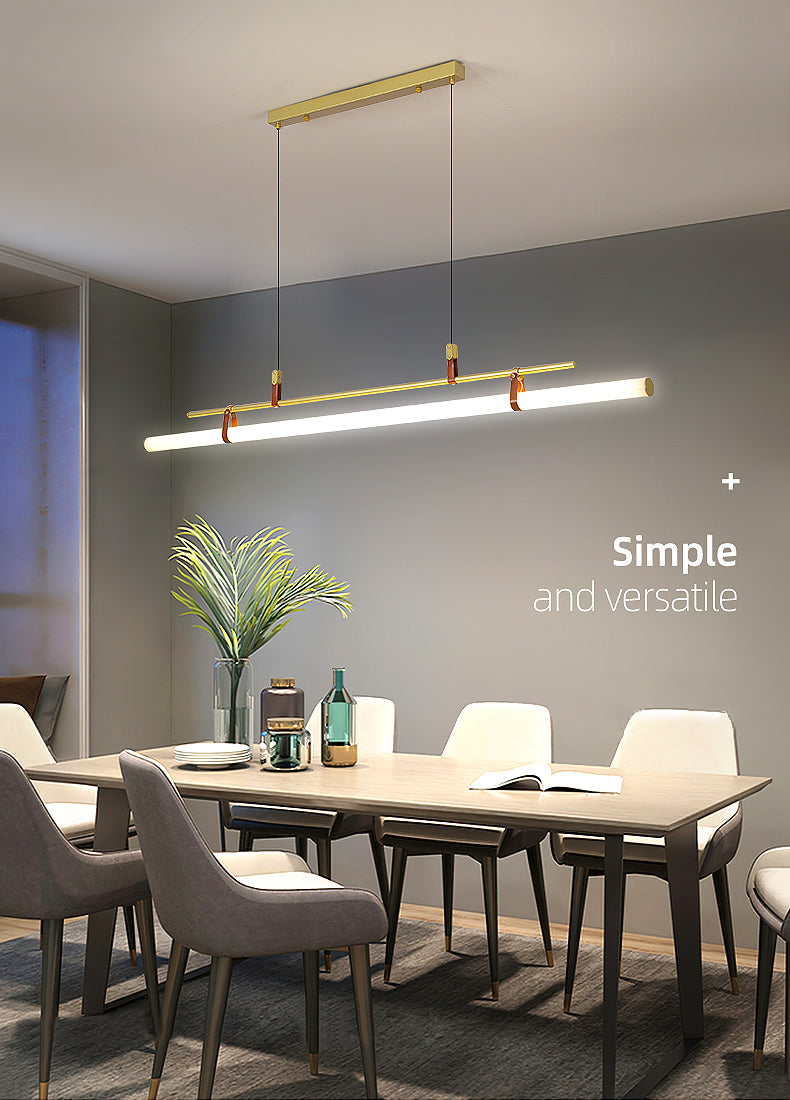 Lineare Metall Island Leuchte moderne Deckenheizlicht für Esszimmer