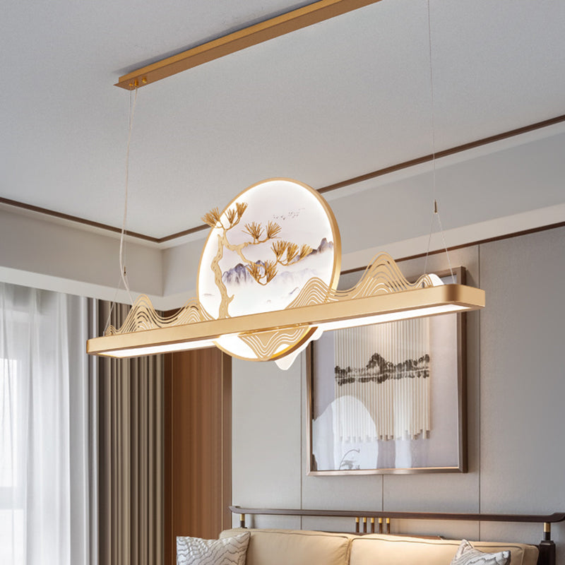 Lineair eilandhanger leidde Chinees modern plafond hanglampje voor eetkamer
