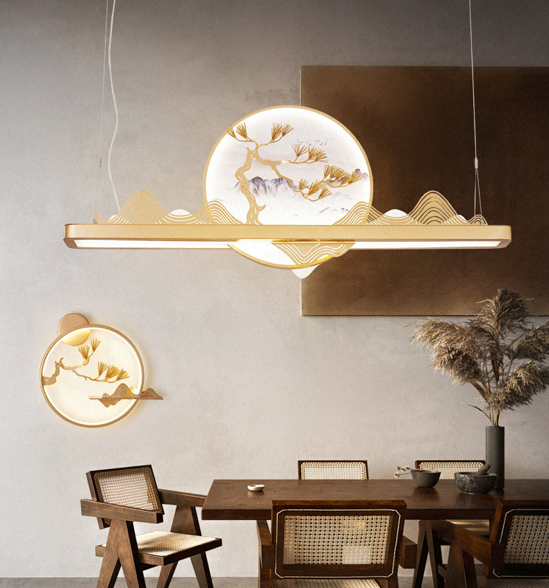 Lineair eilandhanger leidde Chinees modern plafond hanglampje voor eetkamer