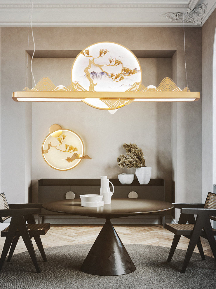 Linear Island Pendant LED Chinese Modern Ceiling Pendant Light for Dining Room