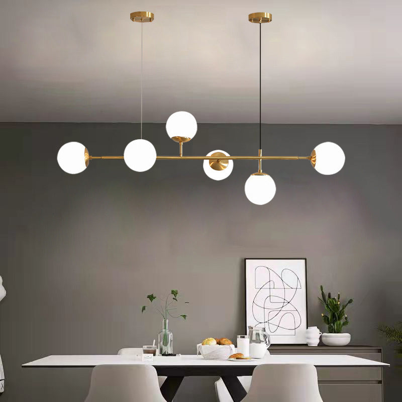 Modern Creative Globe Island Light Wrought Iron Pendant Light with Glass Shade