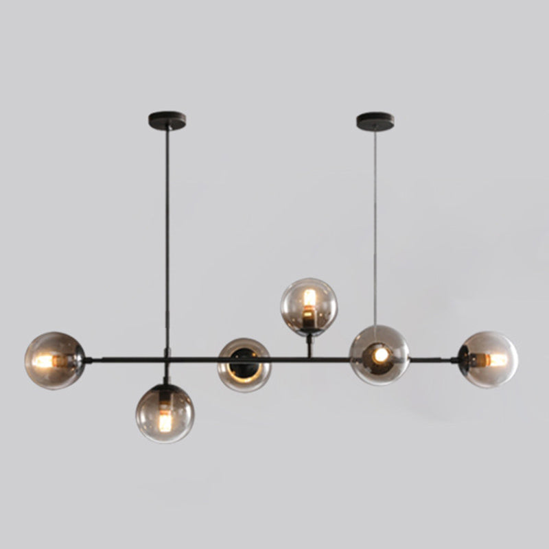 Modern Creative Globe Island Light Wrought Iron Pendant Light with Glass Shade