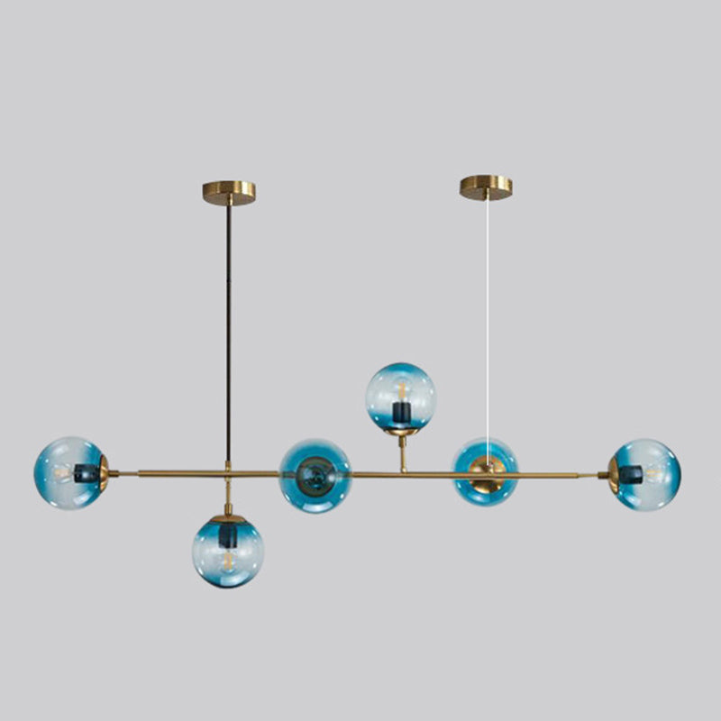 Modern Creative Globe Island Light Wrought Iron Pendant Light with Glass Shade