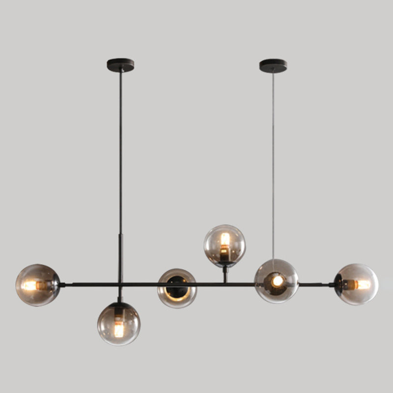 Modern Creative Globe Island Light Wrought Iron Pendant Light with Glass Shade