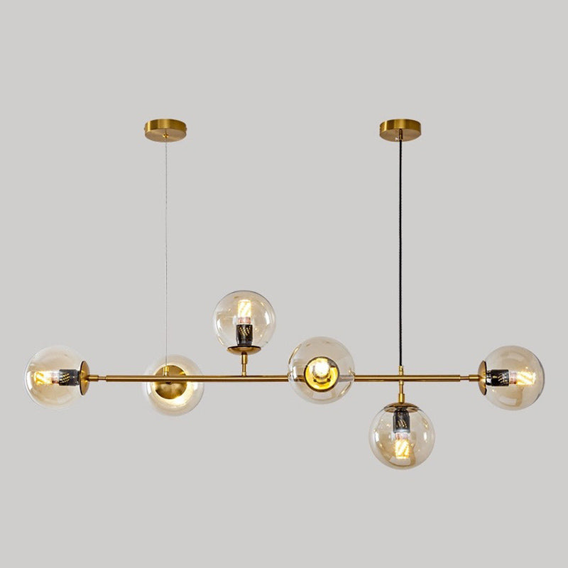 Modern Creative Globe Island Light Wrought Iron Pendant Light with Glass Shade