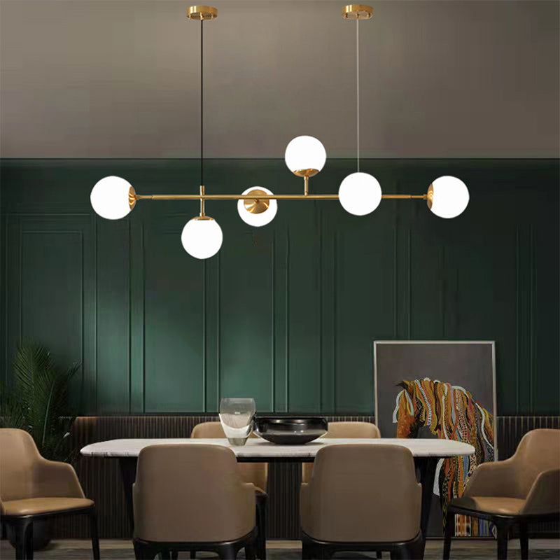 Modern Creative Globe Island Light Wrought Iron Pendant Light with Glass Shade