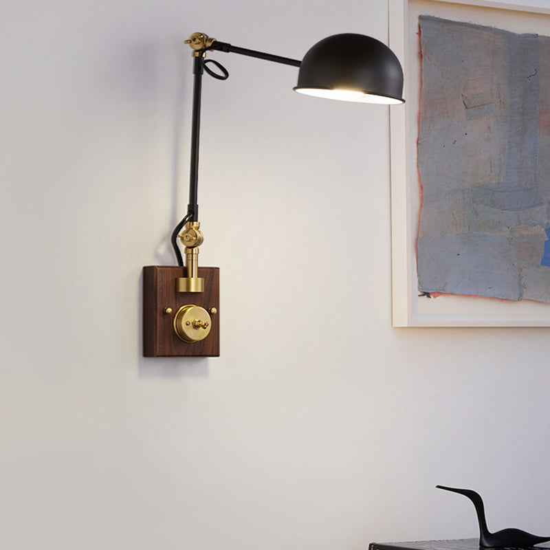 1-Light Wall Mount Lights Industrial Dome Shade Metal Sconces Wall Lights in Black