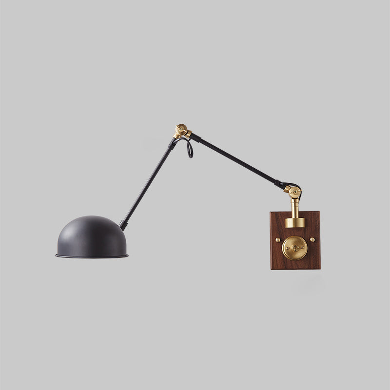 1-Light Wall Mount Lights Industrial Dome Shade Metal Sconces Wall Lights in Black