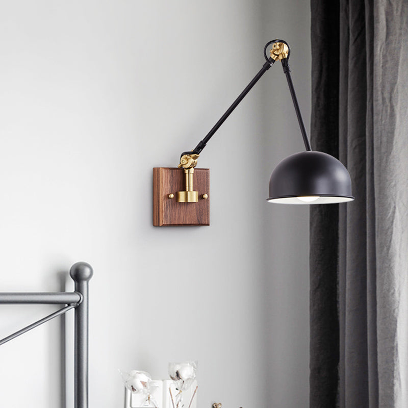 1-Light Wall Mount Lights Industrial Dome Shade Metal Sconces Wall Lights in Black
