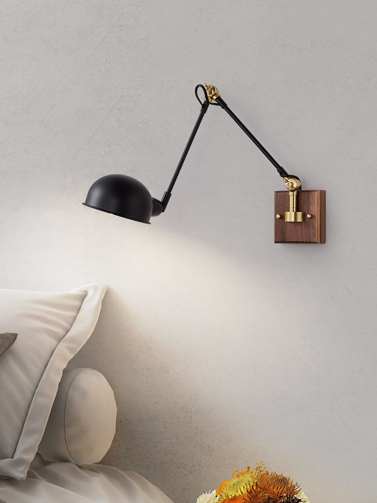 1-Light Wall Mount Lights Industrial Dome Shade Metal Sconces Wall Lights in Black