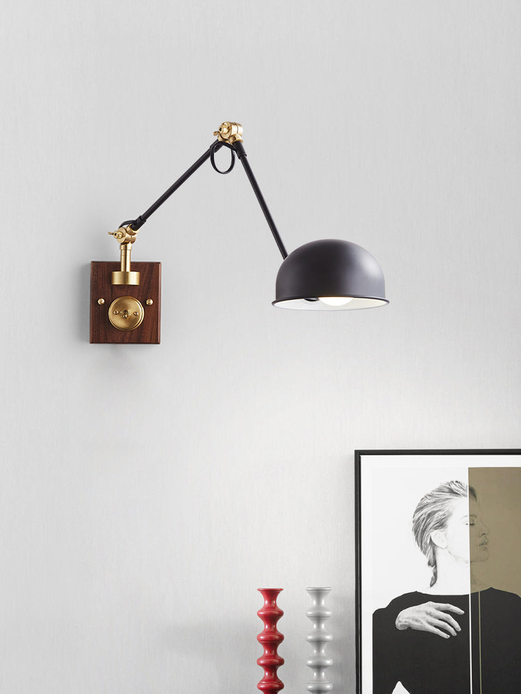 1-Light Wall Mount Lights Industrial Dome Shade Metal Sconces Wall Lights in Black