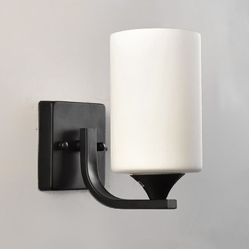 Zylinder Schwarze Leuchtenbeleuchtung Industriemilchglas Wandleuchte Lampe