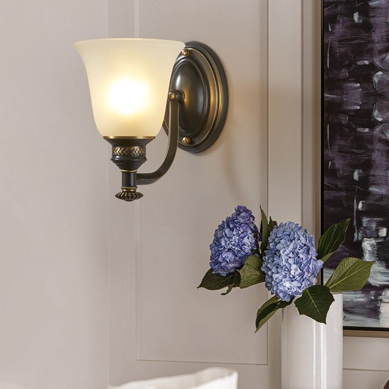 Frosted White Glass Sconce Light Cone Industrial Wall Sconce Light for Living Room