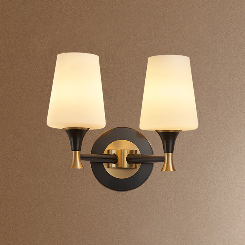 Frosted White Glass Sconce Light Cone Industrial Wall Sconce Light for Living Room