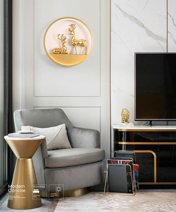 Illuminazione a parete in metallo contemporanea 1 cerchio di luce per la camera da letto