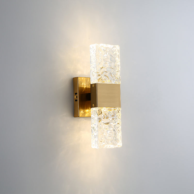 2-Light Modern Squared Wall Lights Crystal Wall Mounted Lamps for Bedroom