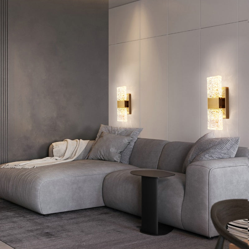 2-Light Modern Squared Wall Lights Crystal Wall Mounted Lamps for Bedroom