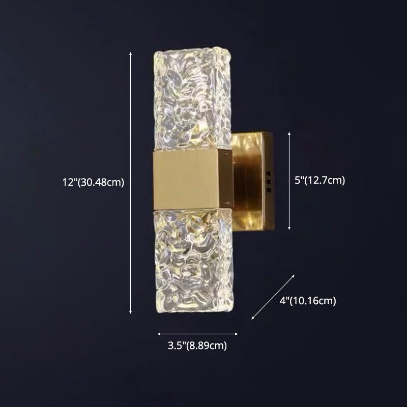 2-Light Modern Squared Wall Lights Crystal Wall Mounted Lamps for Bedroom