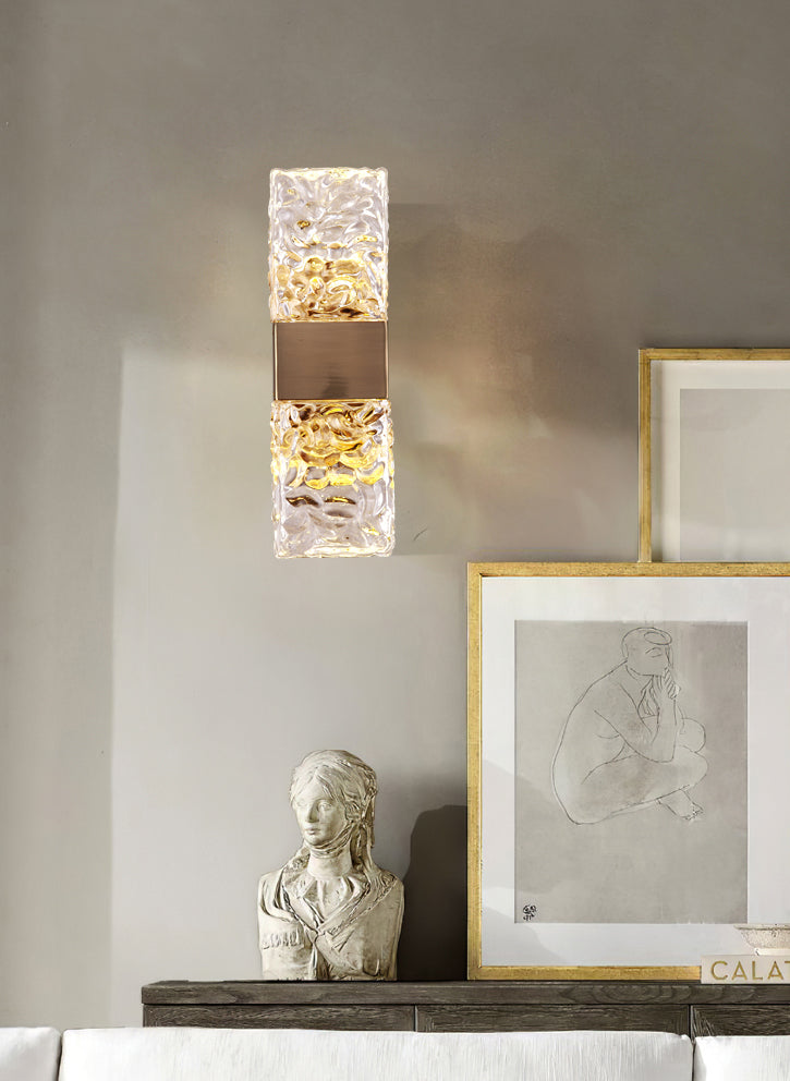 2-Light Modern Squared Wall Lights Crystal Wall Mounted Lamps for Bedroom