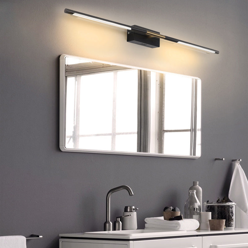 2-lichts lineaire wandwandeling moderne eenvoudige stijl spiegelmuurverlichting in zwart