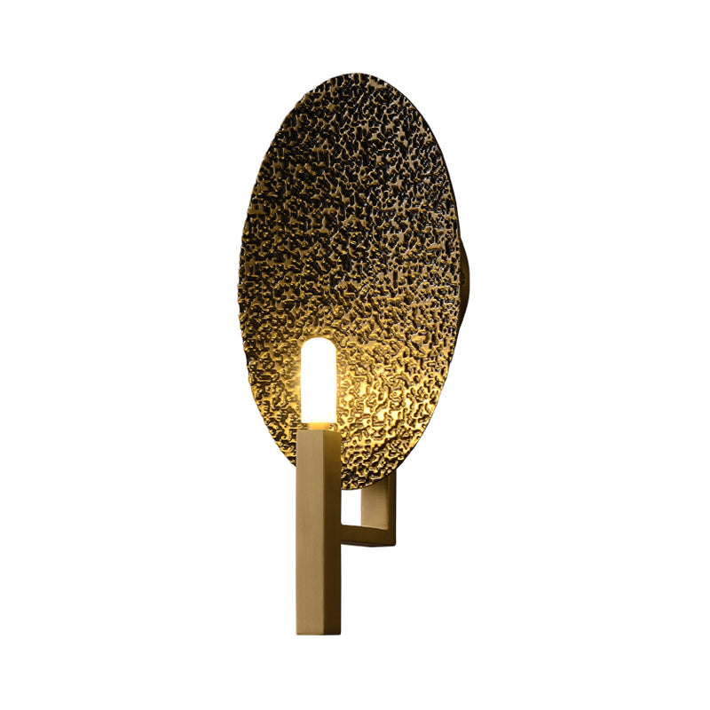 Contemporary Oval Metal Sconce Light 1 Bulb LED Wall Mounted Lamp in Brass for Bedroom