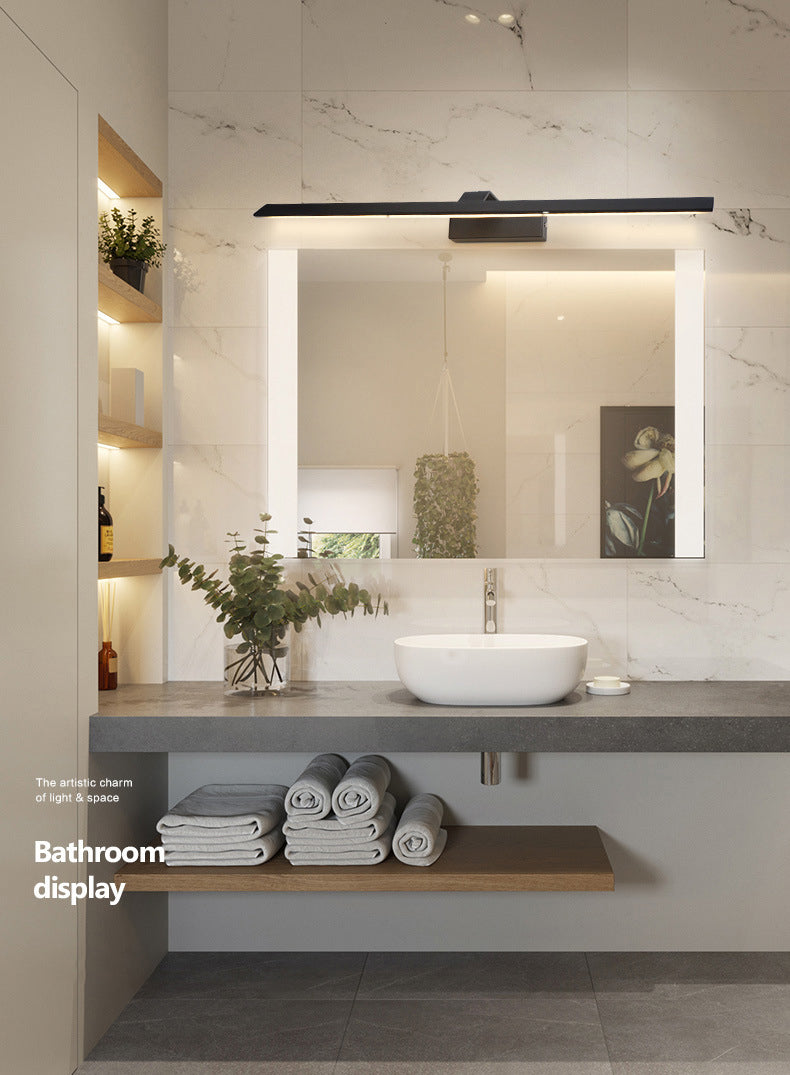 1-licht lineaire wandwandeling moderne eenvoudige stijl spiegelmuurverlichting in zwart