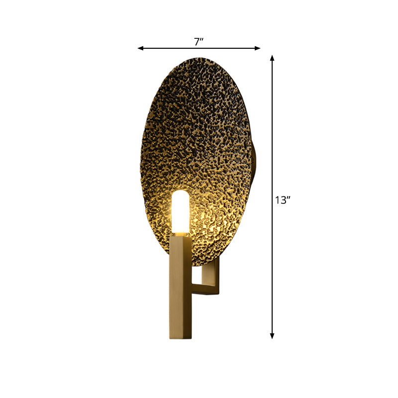 Contemporary Oval Metal Sconce Light 1 Bulb LED Wall Mounted Lamp in Brass for Bedroom
