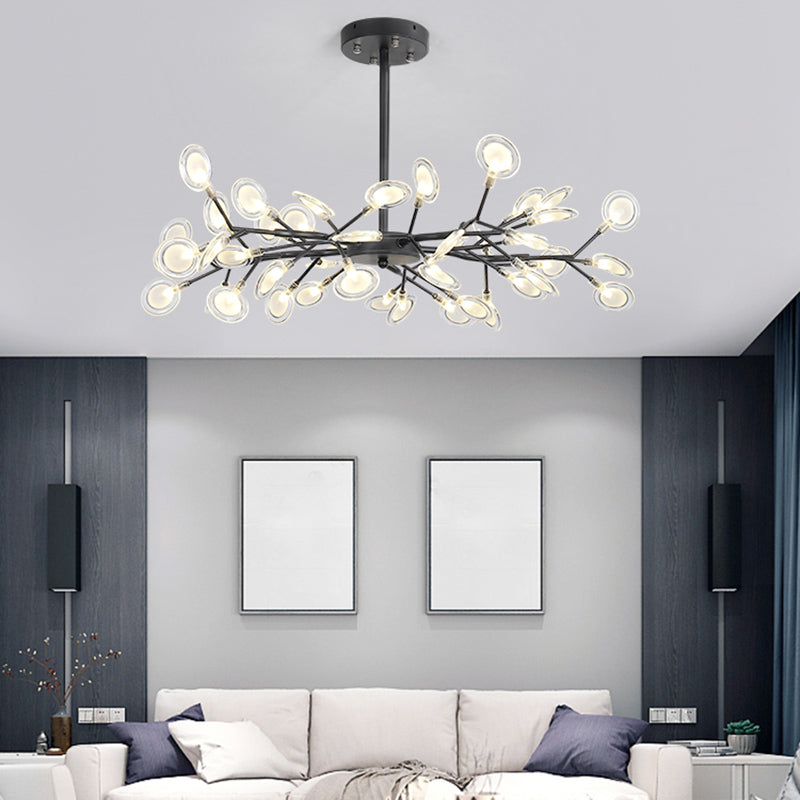 Modern Farmhouse Chandelier with Clear Acrylic Panels Shades Chandelier Lighting Fixtures