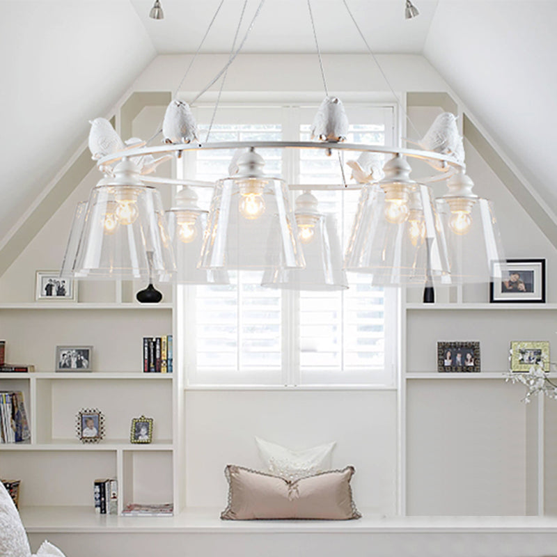 Weiß 3/8 Lichter Kronleuchter Leuchte Klassiker klassischer Glasglas -sich verjüngter Anhängerlampe für Wohnzimmer