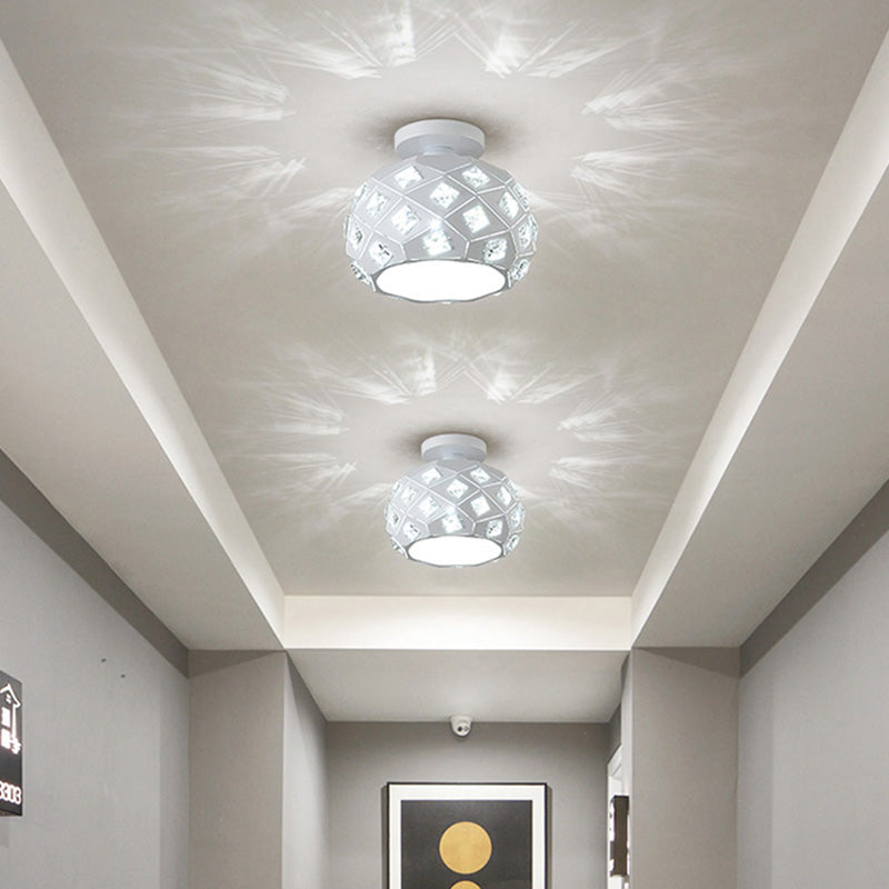 Crystal Inserted Globe Ceiling Light Nordic 1 Head Flush Mount Light for Hallway