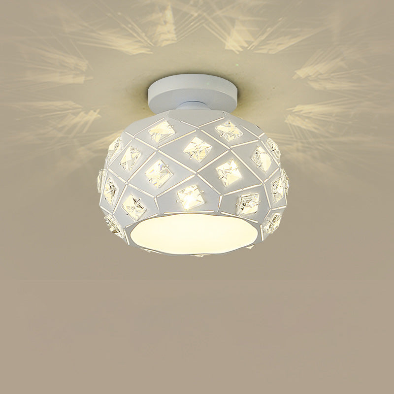 Crystal Inserted Globe Ceiling Light Nordic 1 Head Flush Mount Light for Hallway