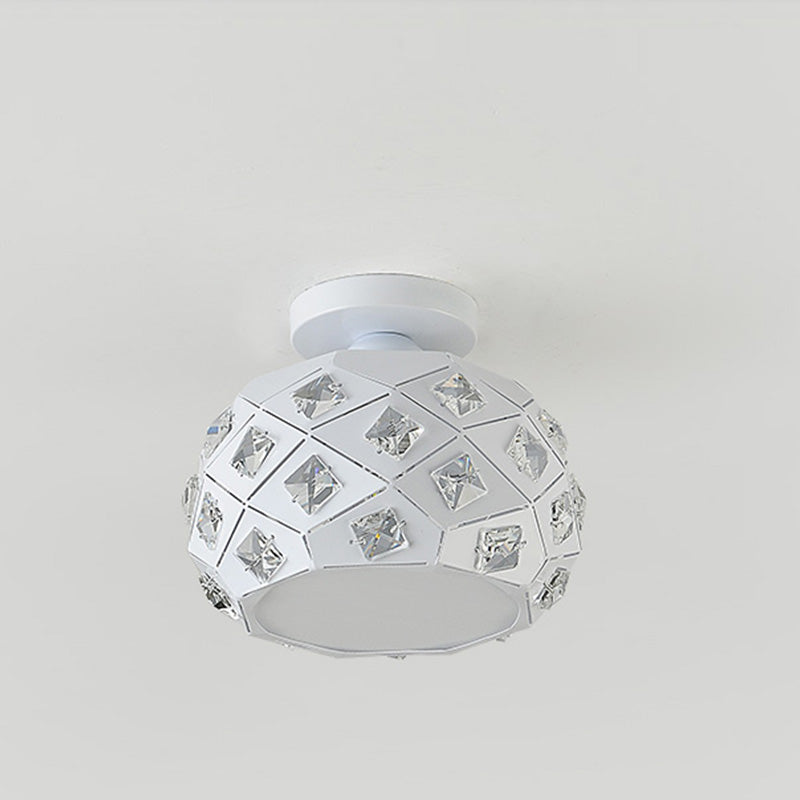Crystal Inserted Globe Ceiling Light Nordic 1 Head Flush Mount Light for Hallway